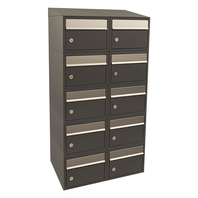 Brievenbus Brick 2-breed, 5-hoog met dak antraciet Brievenbus Brick 2-breed, 5-hoog met dak antraciet