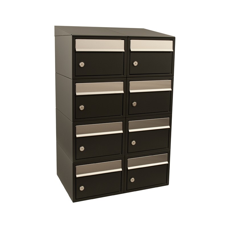 Brievenbus Brick 2-breed, 4-hoog met dak zwart Brievenbus Brick 2-breed, 4-hoog met dak zwart