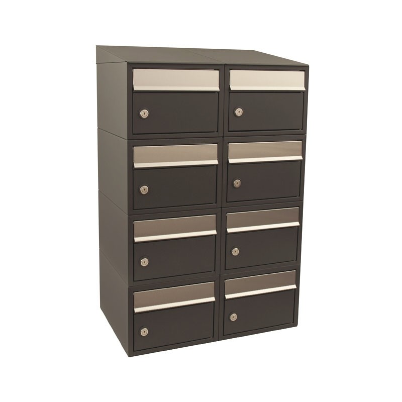 Brievenbus Brick 2-breed, 4-hoog met dak antraciet Brievenbus Brick 2-breed, 4-hoog met dak antraciet