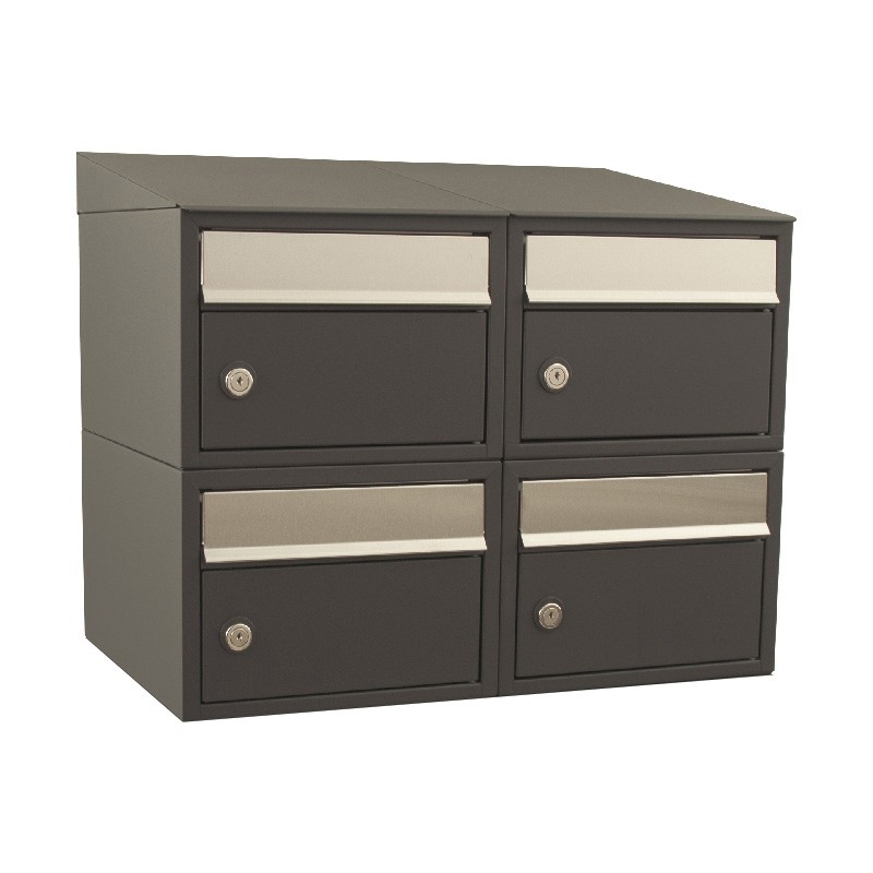 Brievenbus Brick 2-breed, 2-hoog met dak antraciet Brievenbus Brick 2-breed, 2-hoog met dak antraciet