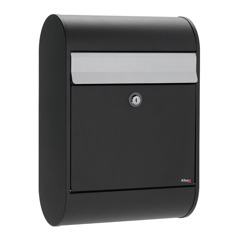 Brievenbus Allux 5000 Zwart met Grijze Klep