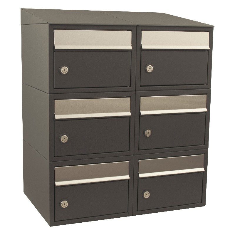 Brievenbus Brick 2-breed, 3-hoog met dak antraciet Brievenbus Brick 2-breed, 3-hoog met dak antraciet